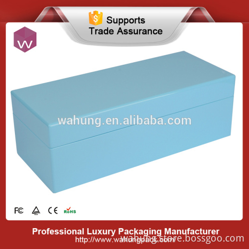 Blue Wooden Jewelry Watch Storage Box With Tray